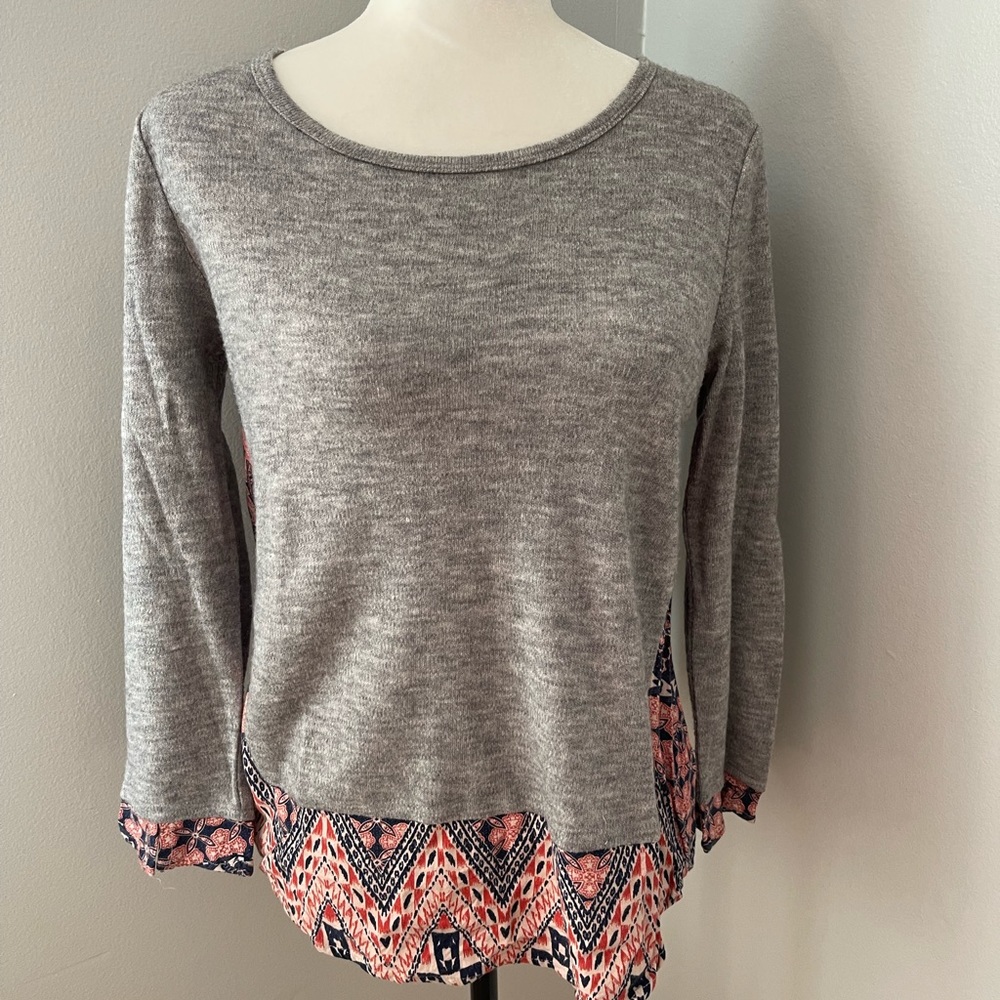 TMHL  mixed media sweater with pattern detail